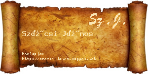 Szécsi János névjegykártya