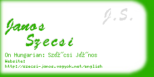 janos szecsi business card